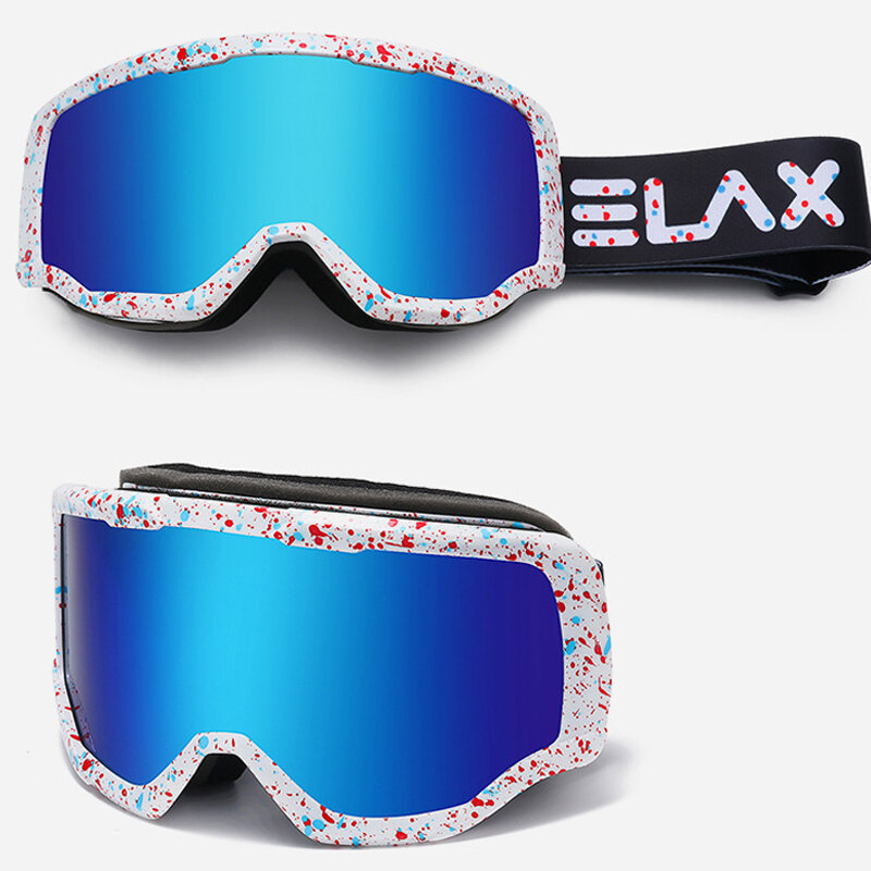 ELAX Baru dengan Kacamata Snowboard UV400 Terpolarisasi Antikabut Lapisan Ganda Magnetik Kacamata Olahraga Snowmobile Luar Ruangan untuk Pria dan Wanita