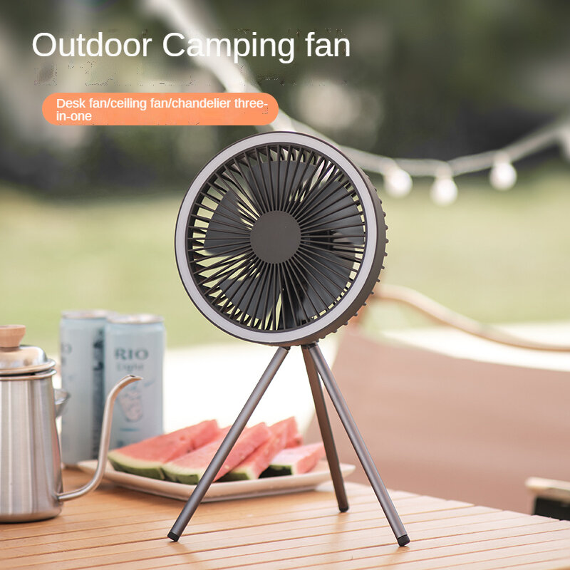 Camping Ceiling Floor Standing Fan Multifunction Home Appliances USB Chargeable Stand Air Cooling Fan with Night Light Outdoor