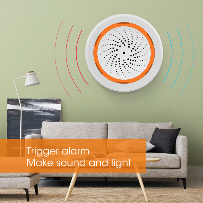 Tuya zigbee 3.0 3 em 1 sensor de luz sadia built-in 90db sirene alarme de controle remoto casa inteligente via smartlife app zigbee gateway
