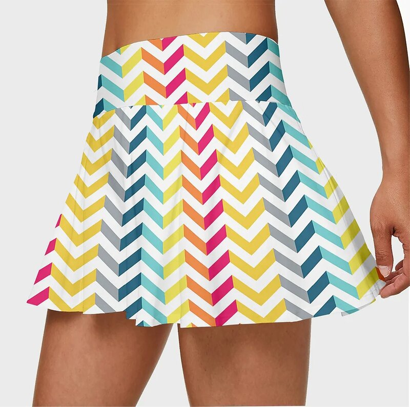Women's Double-Layer Tennis Skirts with 2 Pockets High Waist Golf Pleated Skirt Badminton Running Fitness Daily Skirt Anti-glare