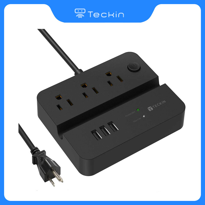 Teckin – barre d'alimentation PC30, anti-surtension (1080Joules), 3 Ports USB, 3 prises ca, Protection contre les surcharges
