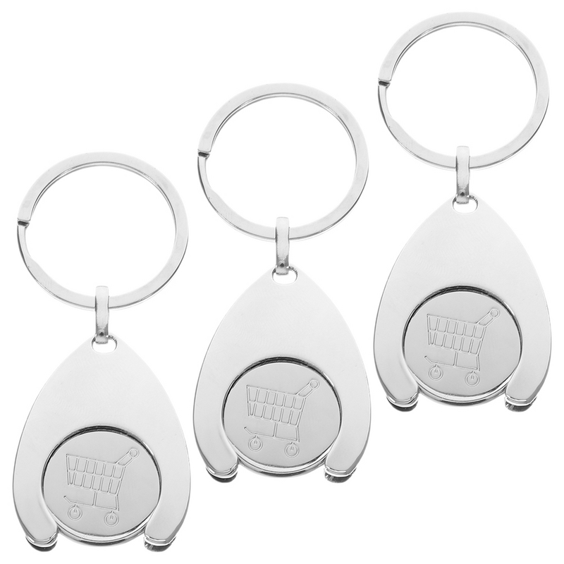 3 Pcs Cart Token Purse Keychain Shopping Trolley Portable Rings Pendant Decoration Metal Coin Ornament