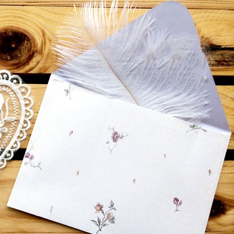 Sobres florales elegantes, papel de carta, papelería fresca, invitación de vacaciones del Día de San Valentín, 10 piezas