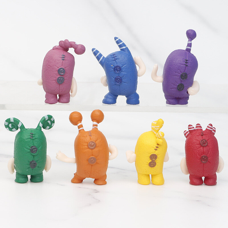 Oddbods-Figurines de dessin animé en PVC, poupées mignonnes, modèle de collection, cadeau, en stock, ensemble de 7 pièces, 4cm