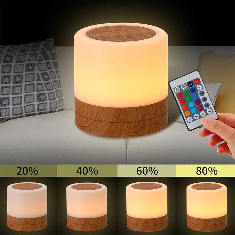 Nachtlampje Touch Sensor Lamp Nachtkastje Lamp Voor Kinderen Slaapkamer Oplaadbare Dimbare Warm Wit Licht + Rgb Kleur Veranderende