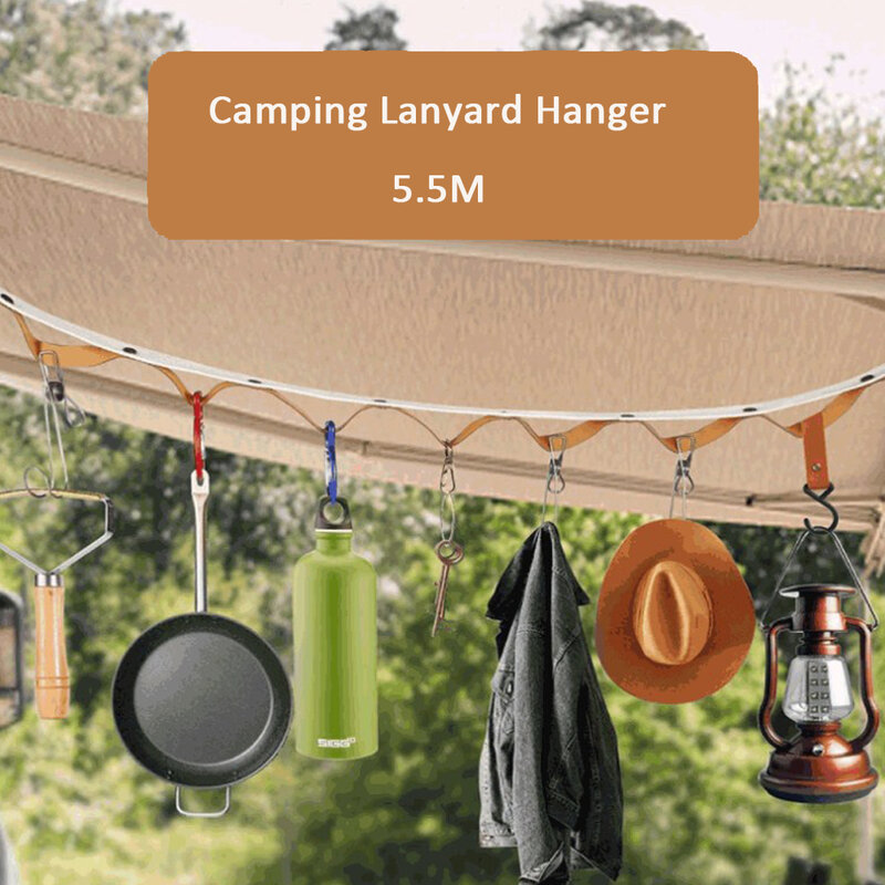 2/4.3/5.5M Outdoor Camping Lanyard Hanger Rope Portable Canopy Hanger Kitchen Hanging Strap Backpacking Hiking Tent Accessories