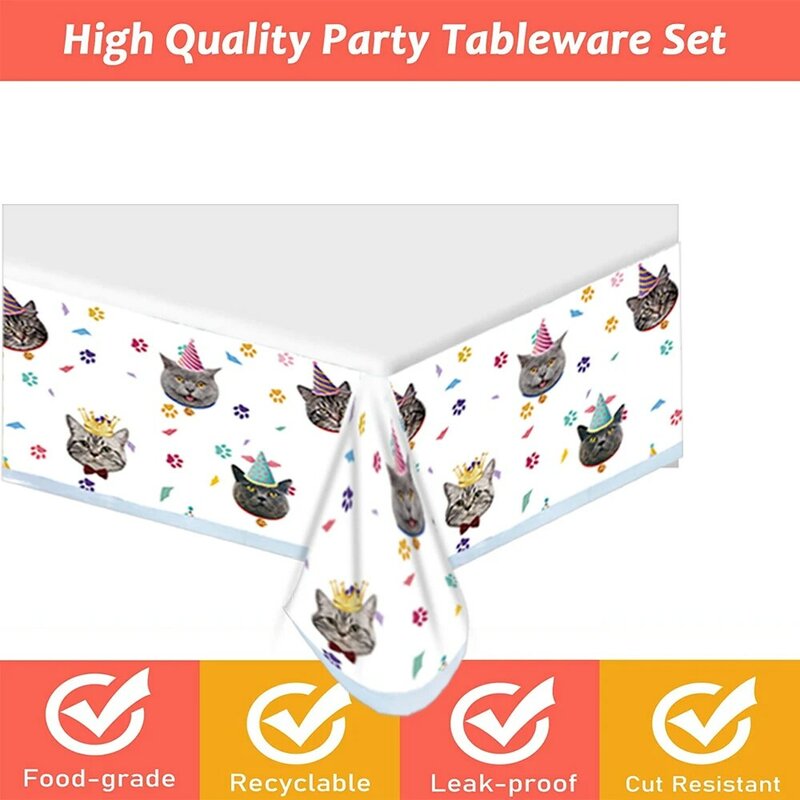 Aloha Sugar Cat Party Supplies and Decorations Kitty Cat Plates Cups Napkins Banner Tablecloth Cat Birthday Party Decorations