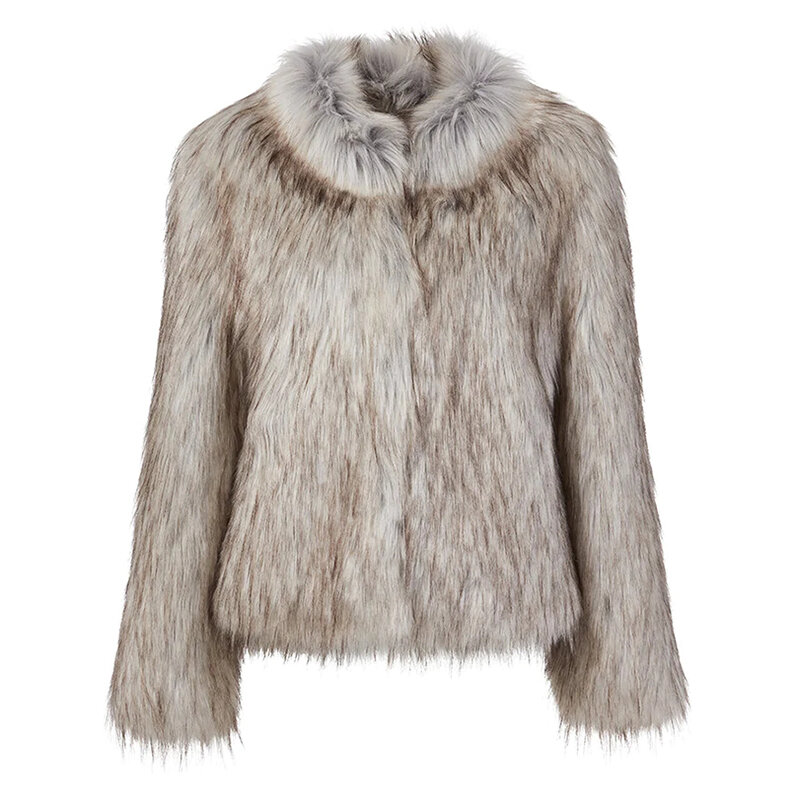 2023 Winter ikonische Blogger Mode Kunst pelz Mantel Frauen ins Stil dicke warme flauschige pelzige Jacke Damen Stehkragen Mäntel