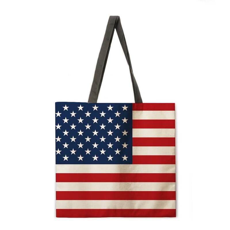 Flag Geometric Print Bag Casual Handbag Lady Shoulder Bag Fashion Beach Bag Foldable Shopping Bag Foldable Shopping Bags