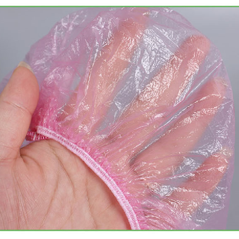 100 sztuk/zestaw jednorazowe plastikowe pod prysznic do włosów Cap kobiety wodoodporny różowy Spa Salon Hotel farba do włosów elastyczne czepek prysznicowy łazienka Rosa