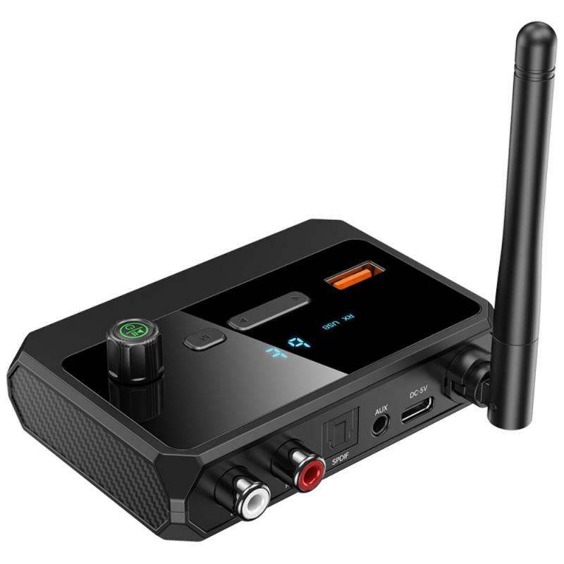 Adaptador de Áudio Anti-Interferência, Dual Channel, Compatível com Bluetooth, Display Digital, Economia de Energia, Receptor