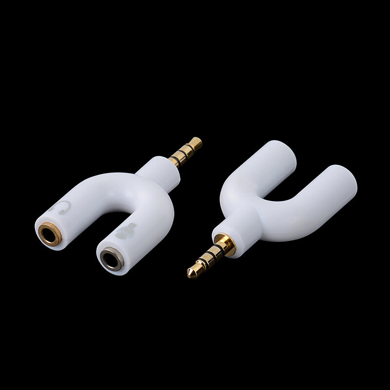Auriculares estéreo en forma de U para teléfono móvil, adaptadores de auriculares de 2 vías para MP3 y MP4 de 3,5mm, 1 macho a 2 hembra