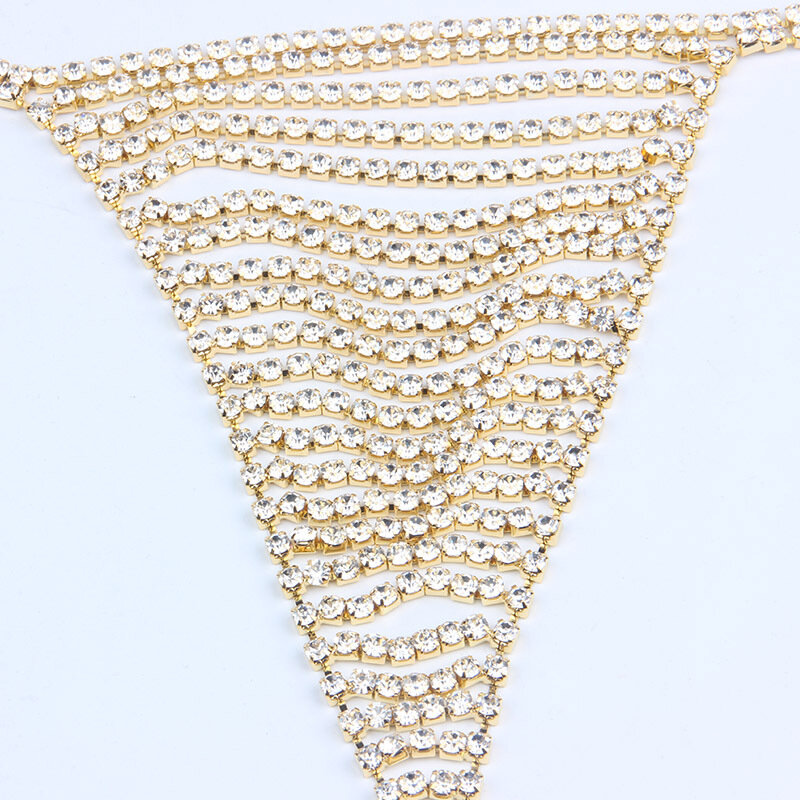 Seksowna bielizna Rhinestone strony łańcuszek na brzuch kryształowe stringi na damski łańcuszek Body biżuteria prosta luksusowa talia walentynki