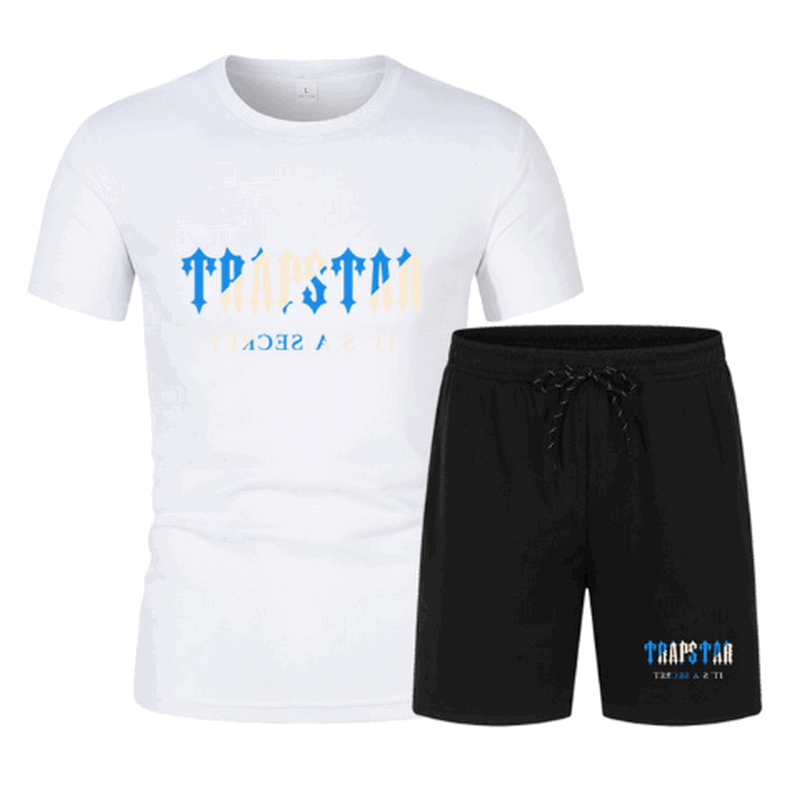 Мужской спортивный костюм, Повседневная футболка с принтом трапеции и шорты для бега, брендовая одежда для улицы, лето 2023
