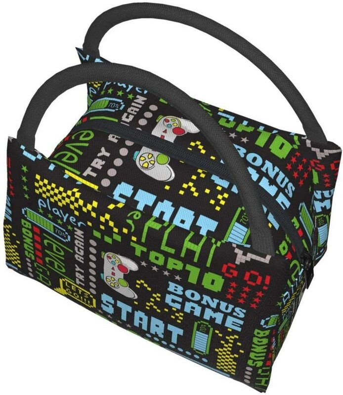 Zabawna gra w stylu Gamepad Gamer torby na Lunch izolowana torba na Lunch dla mężczyzn i kobiet praca w szkole piknikowej lub podróży