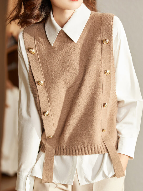 VIMLY-suéter elegante para mujer, jerséis sin mangas, prendas de vestir, moda coreana, ropa de otoño, F9231, 2022