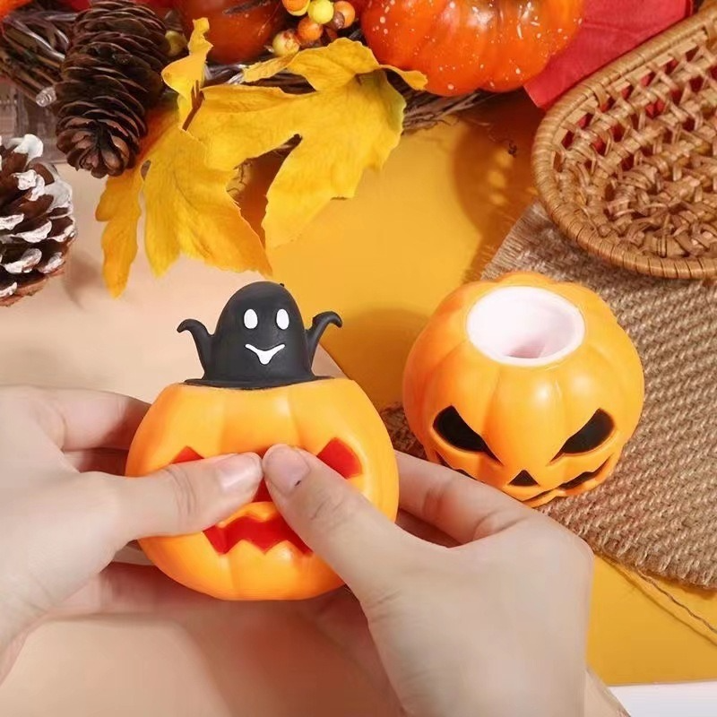 Juguetes de taza de fantasma de TPR de calabaza para Halloween, juguetes de descompresión antiestrés sensorial para aliviar el estrés, regalo para niños y adultos
