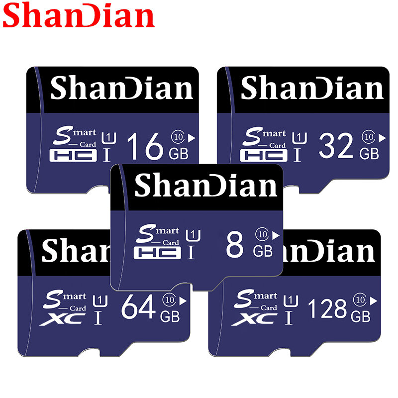 SHANDIAN-tarjeta de memoria de alta velocidad 100% Original, 8GB, 16GB, 32GB, 128GB, 64GB, SD inteligente, tarjeta Flash TF para teléfono/cámara/consola de juegos