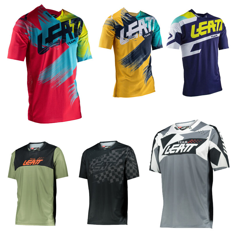 2021 men downhill camiseta equipe leatt manga curta camisa de bicicleta montanha enduro camisa mtb dh mx moto motocross mtb