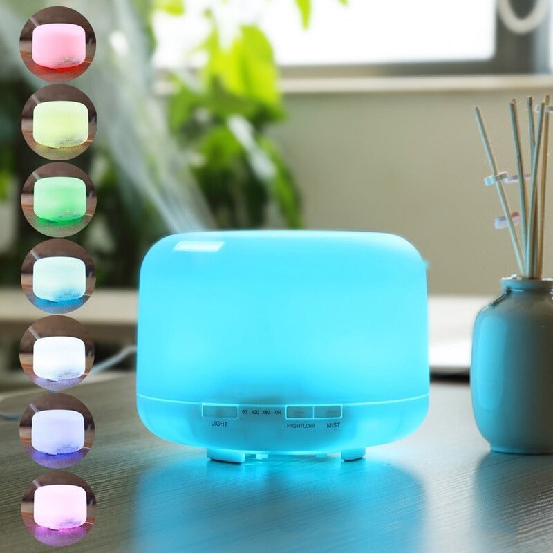 Ultrasonic Aroma Oil Humidifier with Lights Essential Color 7 Electric Mist Diffuser Air Aroma Aromatherapy 500ml Maker Diffuser