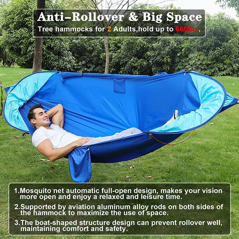 Rede ao ar livre para viagens de acampamento caminhadas jardim hammock 2 pessoa portátil sono balanço com mosquiteiro chuva mosca lona