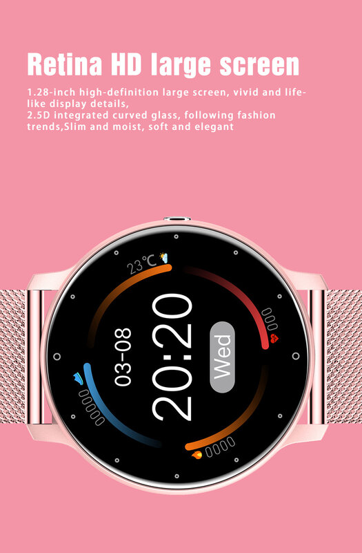 Reloj inteligente deportivo para mujer, dispositivo resistente al agua con control del ritmo cardíaco y de la presión sanguínea, con pantalla táctil, nuevo