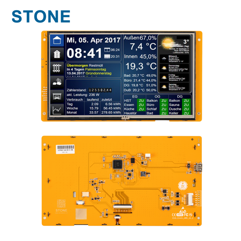 Modules LCD TFT intelligents industriels de 10.1 pouces, avec logiciel GUI, écran tactile, carte contrôleur