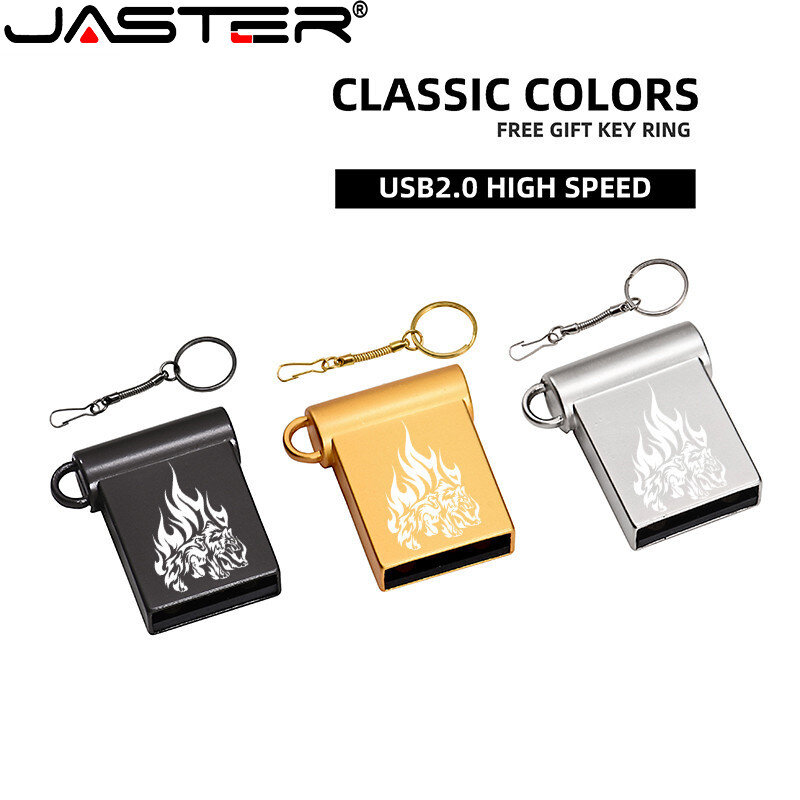 JASTER Lebih dari 10 Buah Gratis LOGO Tahan Air Super Mini Metal USB Flash Drive 64GB 32GB 16GB 8GB 4GB Stik Memori Pendrive U Disk