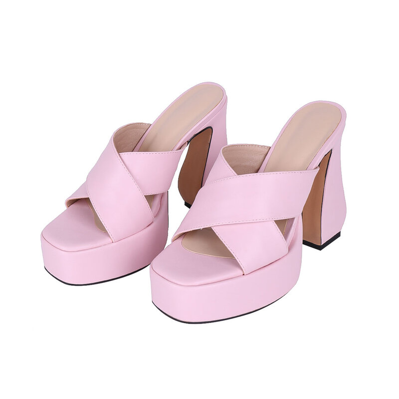 Женские туфли из ПВХ FANSAIDI, классические выразительные водонепроницаемые шлепанцы на массивном каблуке, элегантная обувь на платформе, слан...