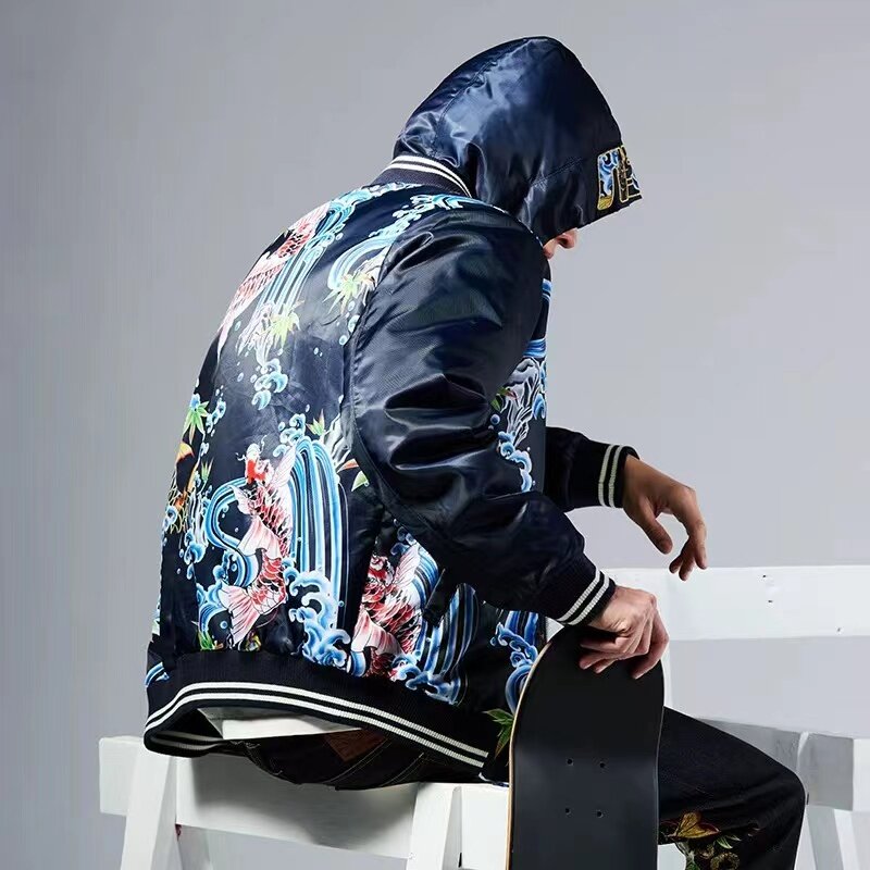Estilo hip hop maré marca roupas de algodão acolchoado roupas masculinas m padrão de impressão estilo japonês casual de alta qualidade 1-1