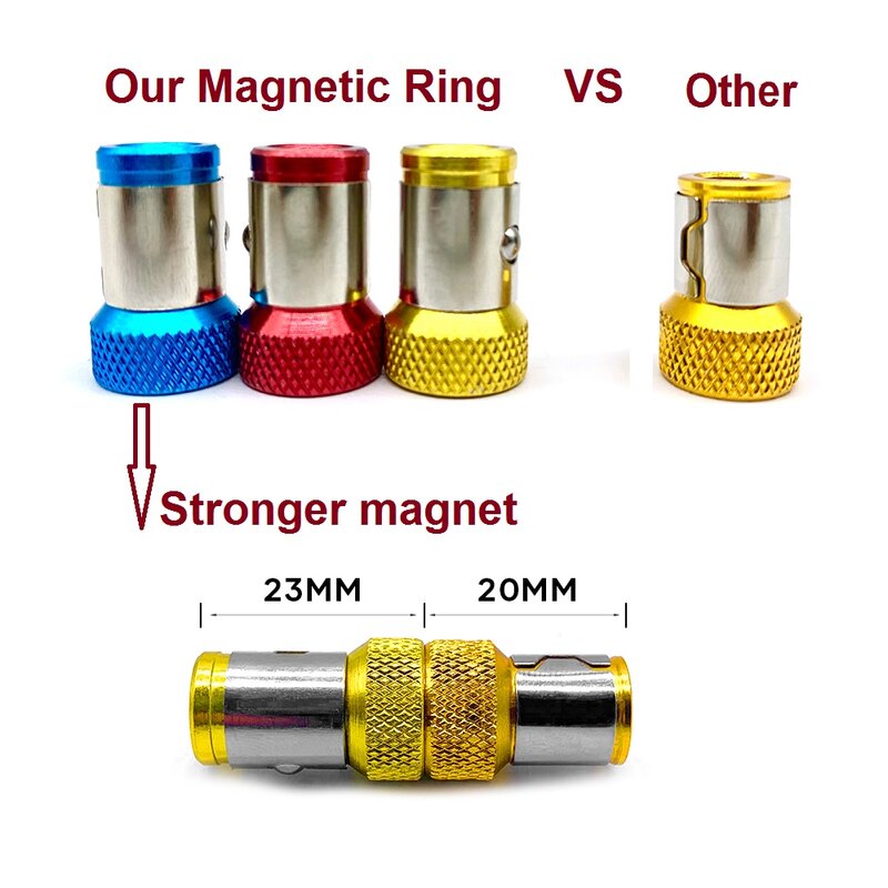 Anillo magnético de destornillador, accesorios de anillo magnético de cabeza de destornillador Universal de 1/4 pulgadas para broca anticorrosión de vástago de 6,35mm