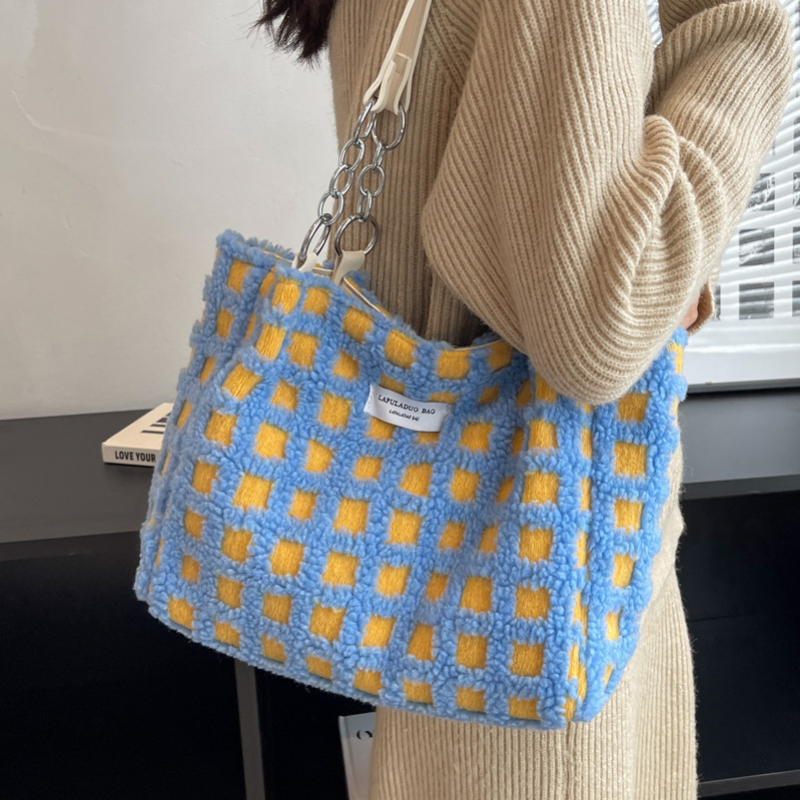 Zimowe pluszowe torby z bawełny dla kobiet wysokiej jakości torby na ramię modne torebki i torebki projektant torba na zakupy duża torebka