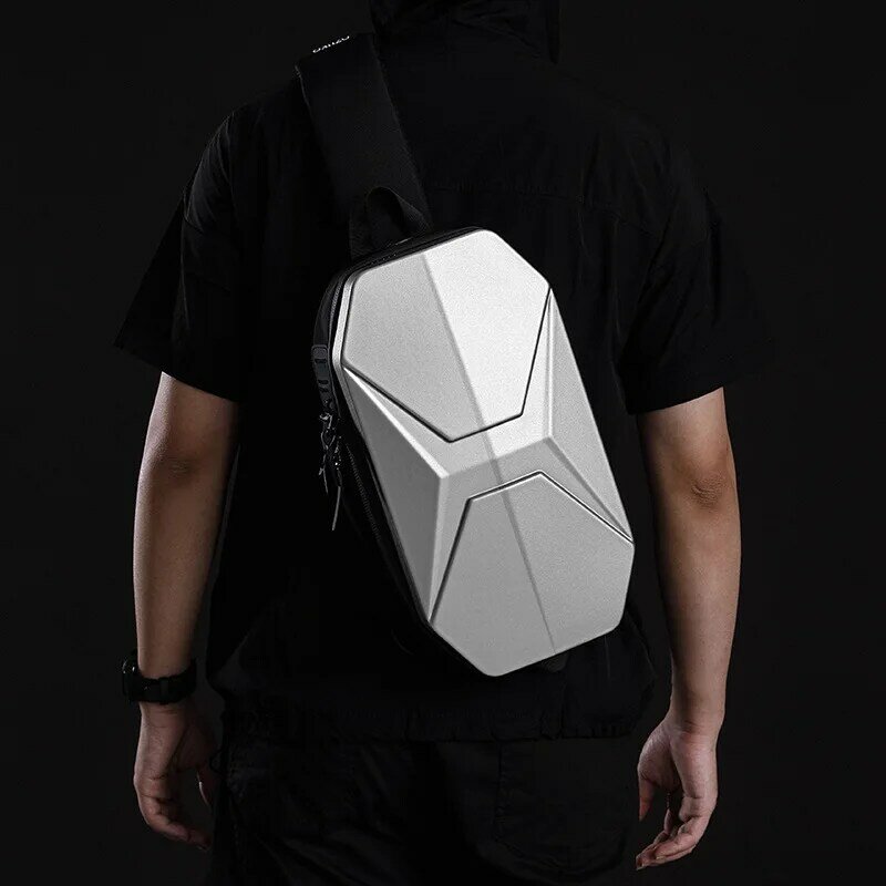 2022 new functional chest bags men's PC hard shell men's messenger bags tide brand sports men's bags shoulder messenger bags