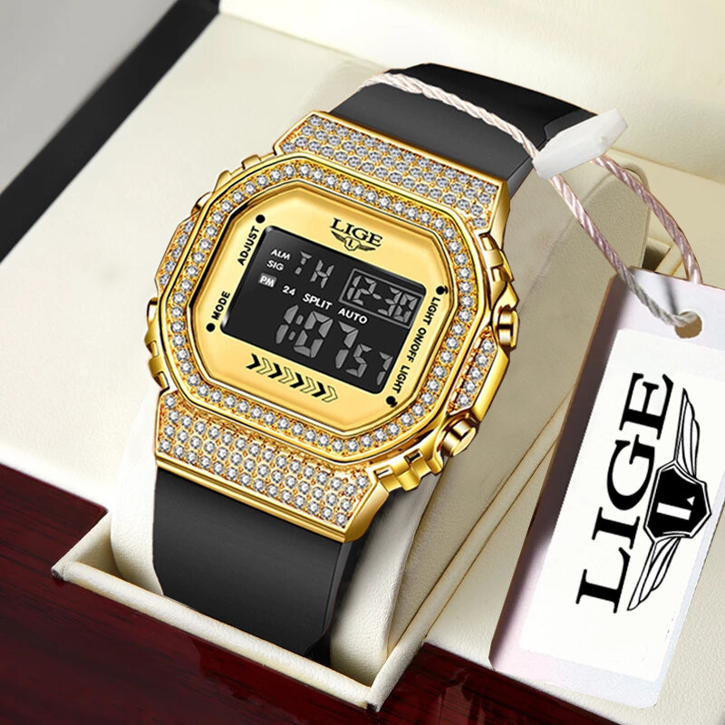 Часы наручные LIGE мужские Кварцевые водонепроницаемые, брендовые Роскошные спортивные электронные в стиле милитари, с датой