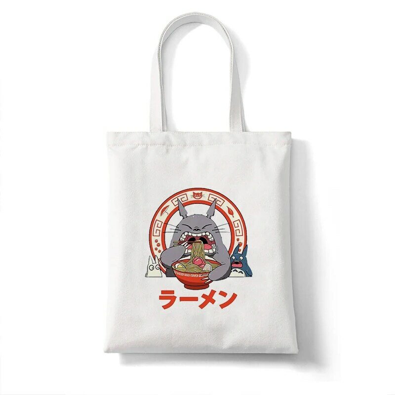 bolsos aestethic bolsa tela bolsas de compra bolso grande No Face Man Studio Ghibli Totoro Shopper bolsa de compras Anime bolsa de algodón Tote Eco reutilizable Bolso de mano bolsa ecológica reutilizable
