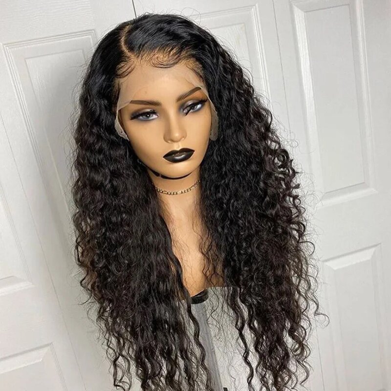 Macio 26 Polegada longo blackcurly peruca dianteira do laço sintético para as mulheres com cabelo bebê pré arrancado 180 densidade cosplay peruca