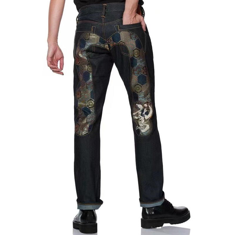 Pantalones vaqueros con estampado de gaviota pequeña para hombre, Jeans largos y rectos de alta calidad, estilo Hip Hop, patrón bordado, novedad de 2022