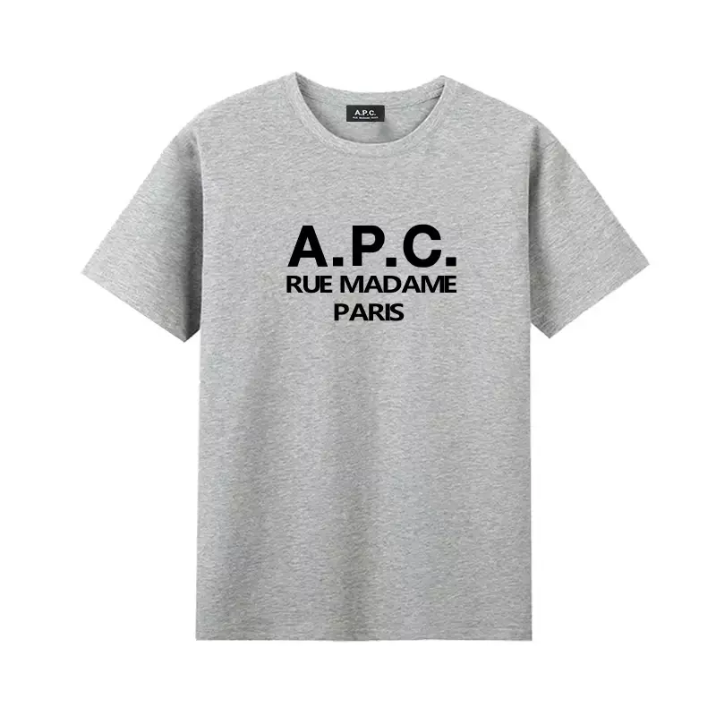 Camisetas de algodón 100% para hombre y mujer, camisa de cuello redondo con letras estampadas APC, de lujo, gran tamaño, cantidad limitada, novedad de verano 2023