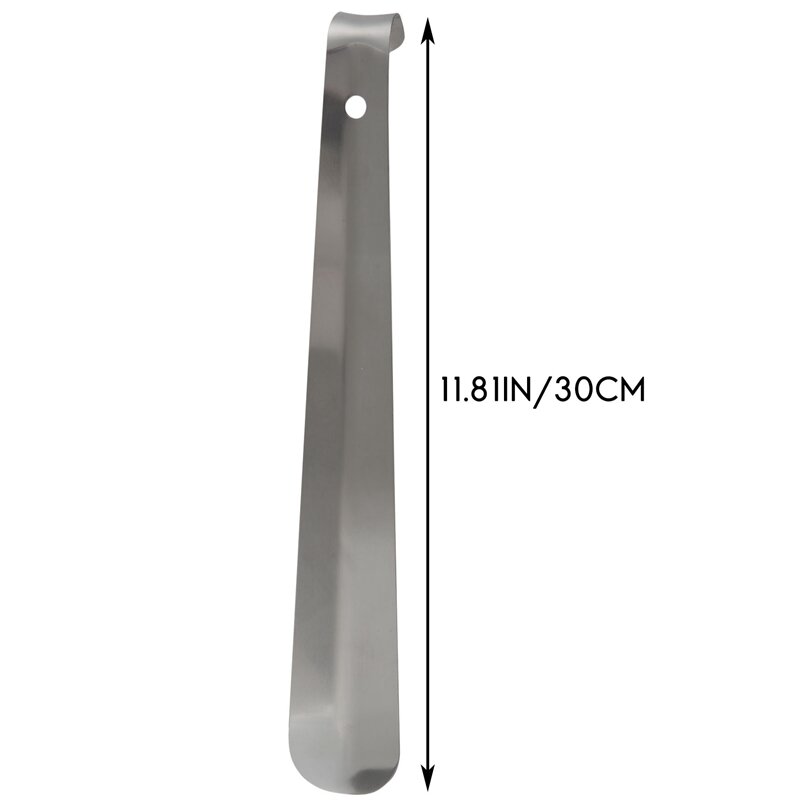Stainless Steel Extra Long Handled Shoe Horn Shoe Lifter Durable Tool Silver, 30Cm/11.8Inch
