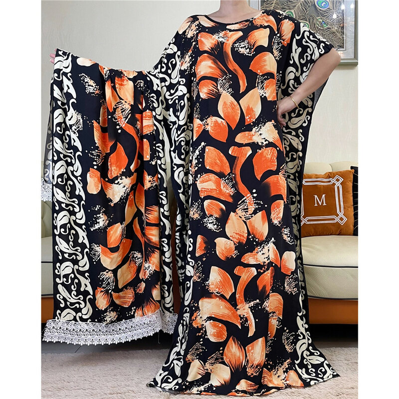 女性のための大きなスカーフ付きのイスラム教徒のドレス,花柄のアフリカのマキシドレス,アバヤ,yy13,2023