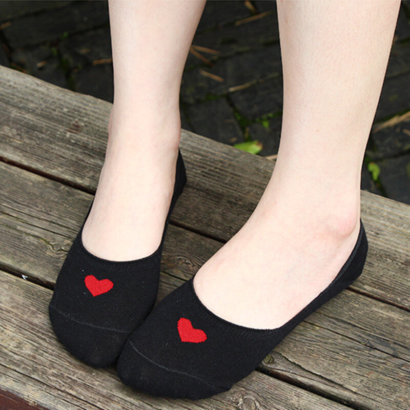 1/3/5คู่ถุงเท้าผ้าฝ้ายผู้หญิง Breathable All-Match ถุงเท้าหญิงฤดูร้อนฤดูใบไม้ร่วงผู้หญิง love Heart Lady ถุงเท้าที่...