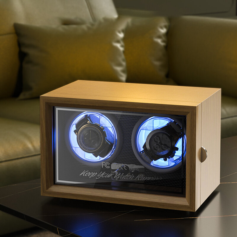 IBBETON-caja de madera de lujo para relojes, enrollador automático de cuero de alta gama, con Motor Mabuchi, caja de almacenamiento