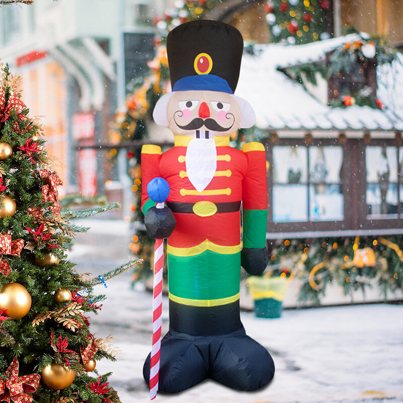 Гигантская надувная кукла Санта-Клауса 240 см со светодиодсветильник кой, Рождественское украшение для дома, вечеринки, улицы, сада, Нового г...