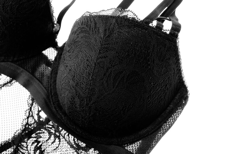 Underwear Set Lace Thin Upper And Lower Thick Push Up Bra Panties Sets Deep V Gather Halter Lift Arm Body Sculpting women's bras