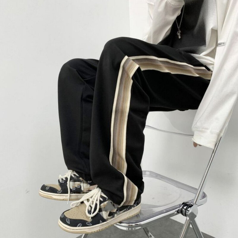 Pantalones deportivos de pierna recta para hombre, pantalón de pierna ancha, holgado y delgado, de marca a la moda, 2023