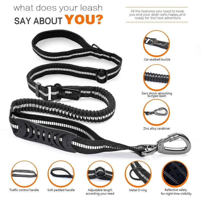 Pet Dog Leash Double Handle Reflective Multifunction Dog Harness Leash Running Dog Leashes Comfort Freedom Pet Accessories