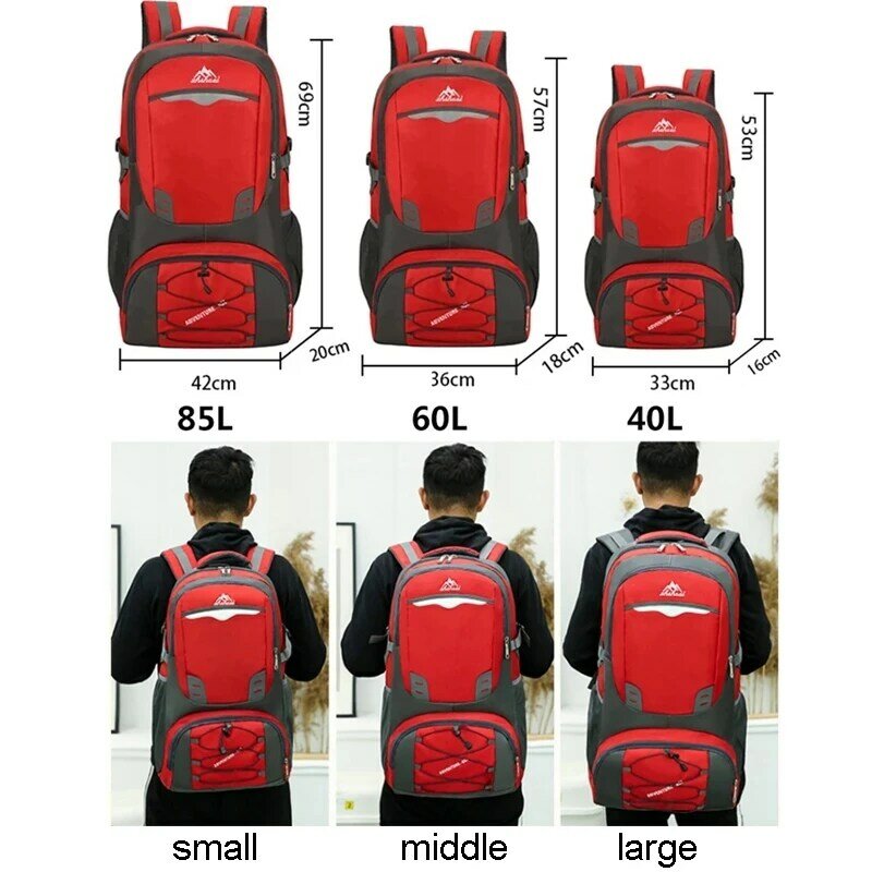 85L 60L 40L Men Waterproof Backpack Travel Pack Sports Bag Pack Outdoor Mountaineering Hiking Climbing Camping Rucksack For Male