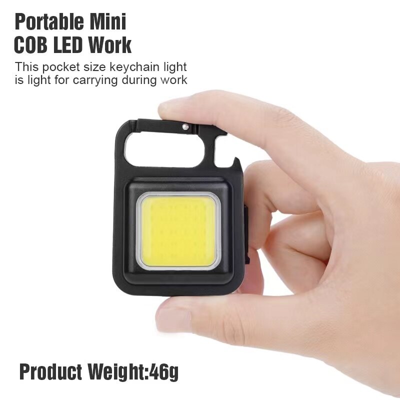 مصباح يدوي صغير LED ضوء العمل المحمولة جيب مصباح يدوي سلاسل المفاتيح USB قابلة للشحن للتخييم في الهواء الطلق ضوء صغير المفتاح