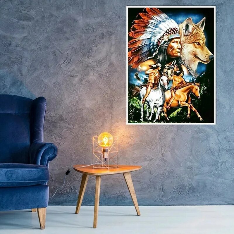 Evershine diamentowe hafty indianie krzyż zestaw do szycia diamentowe malowanie wilk pełna mozaika 5D nowości dekoracja do domu z motywem zwierzęcia