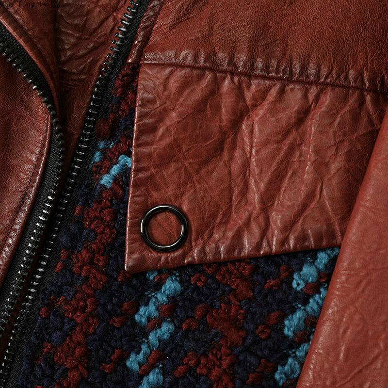 女性用本革パッチワークジャケット,シープスキンジャケット,ファッショナブルな襟,本物の羊の革,h9,2023